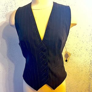 NWT Norma Kamali Black & White Stripe Career Vest Size Medium